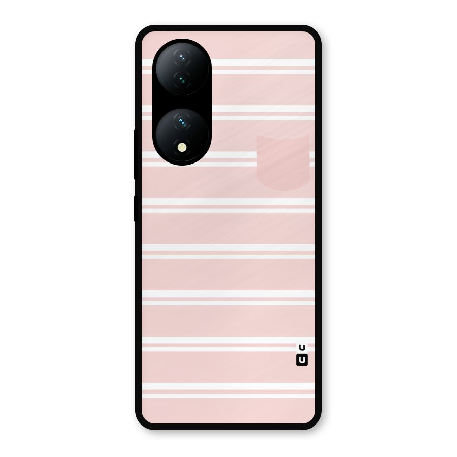 Cute Pocket Striped Metal Back Case for Vivo Y100a
