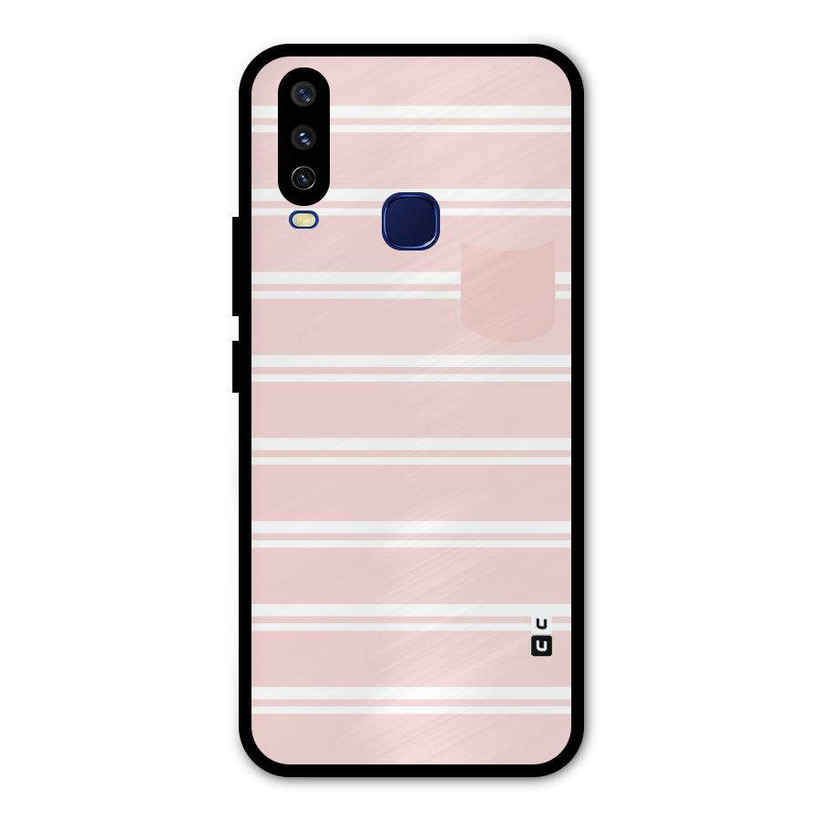 Cute Pocket Striped Metal Back Case for Vivo Y15