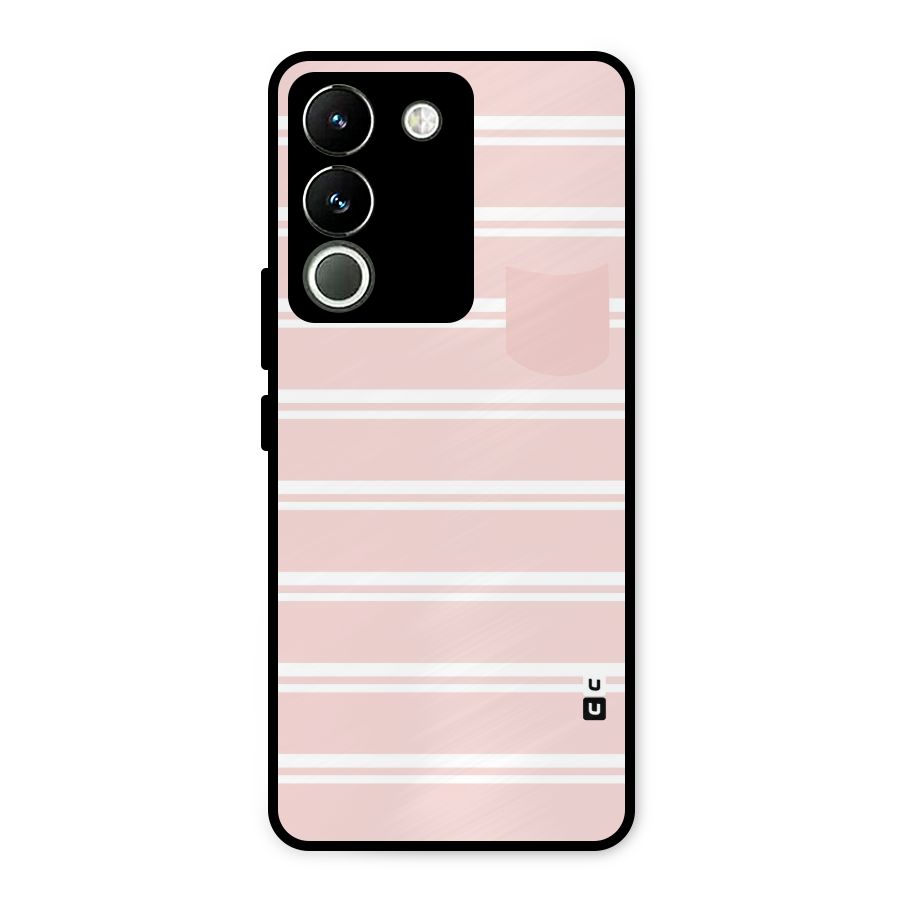 Cute Pocket Striped Metal Back Case for Vivo Y200