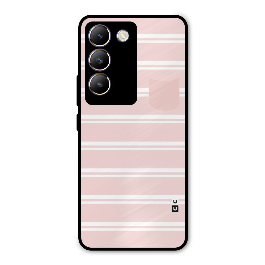 Cute Pocket Striped Metal Back Case for Vivo Y200e