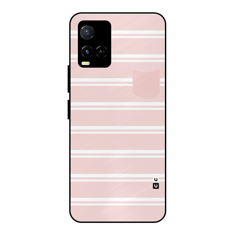 Cute Pocket Striped Metal Back Case for Vivo Y21A