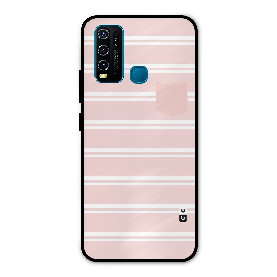 Cute Pocket Striped Metal Back Case for Vivo Y30