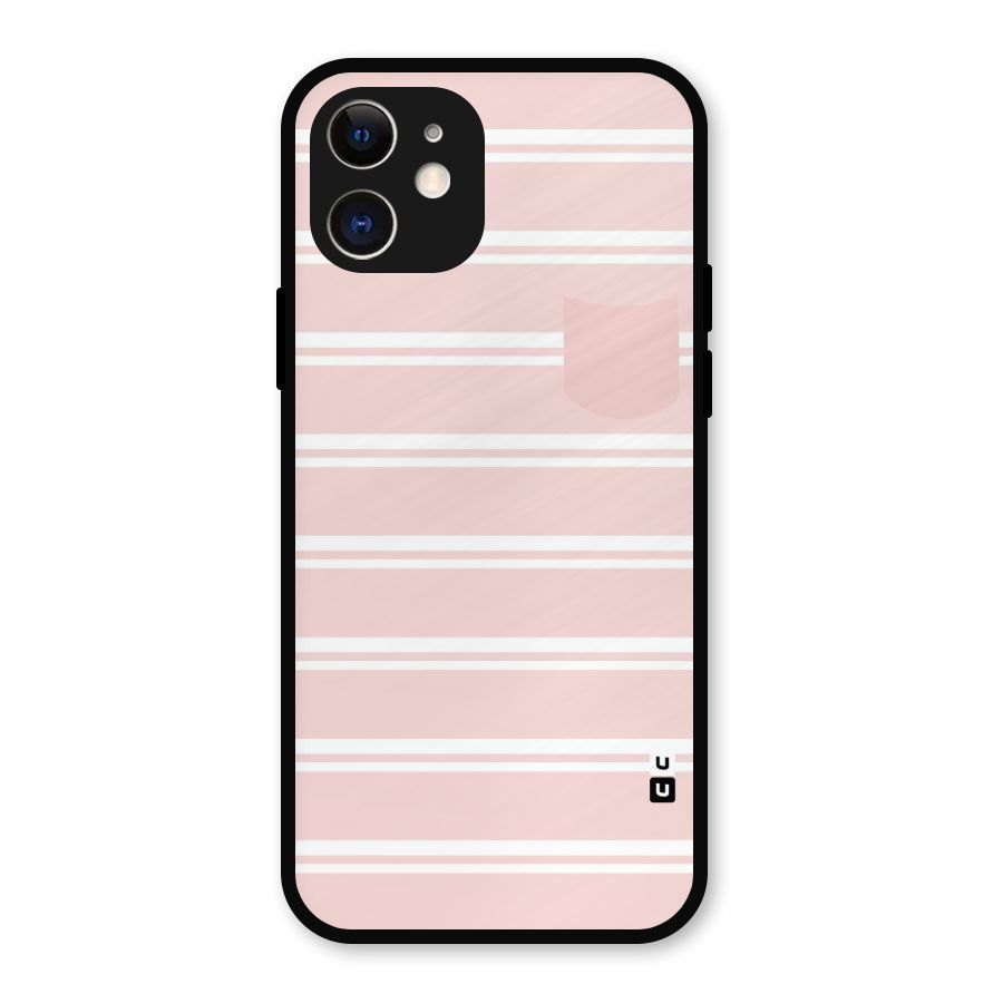 Cute Pocket Striped Metal Back Case for iPhone 12