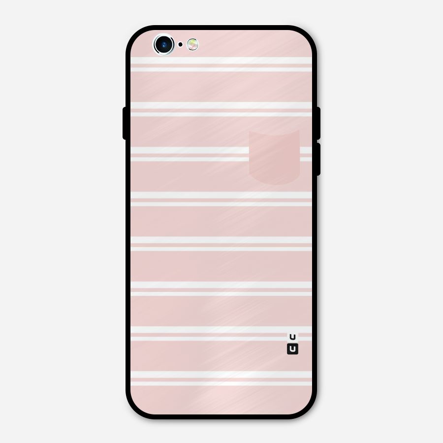 Cute Pocket Striped Metal Back Case for iPhone 6 6s