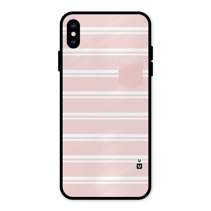Cute Pocket Striped Metal Back Case for iPhone XS Max