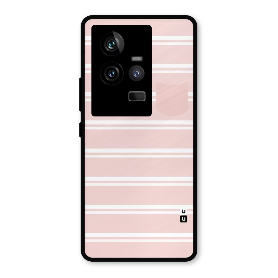 Cute Pocket Striped Metal Back Case for iQOO 11 5G