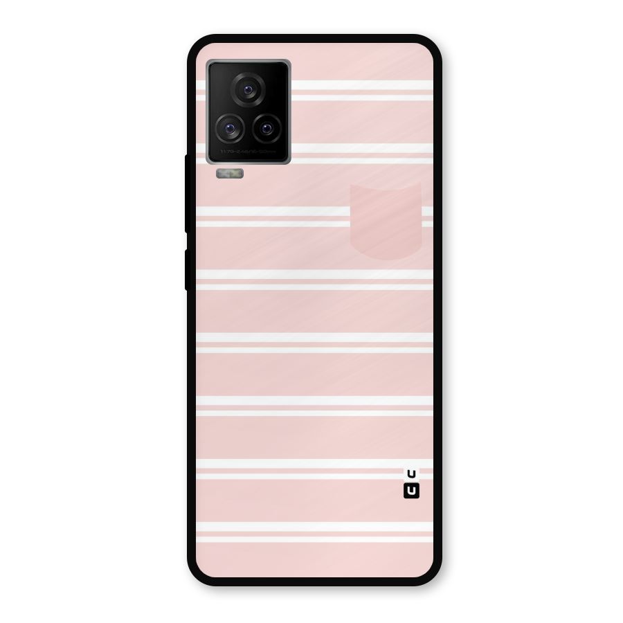 Cute Pocket Striped Metal Back Case for iQOO 7 Legend 5G