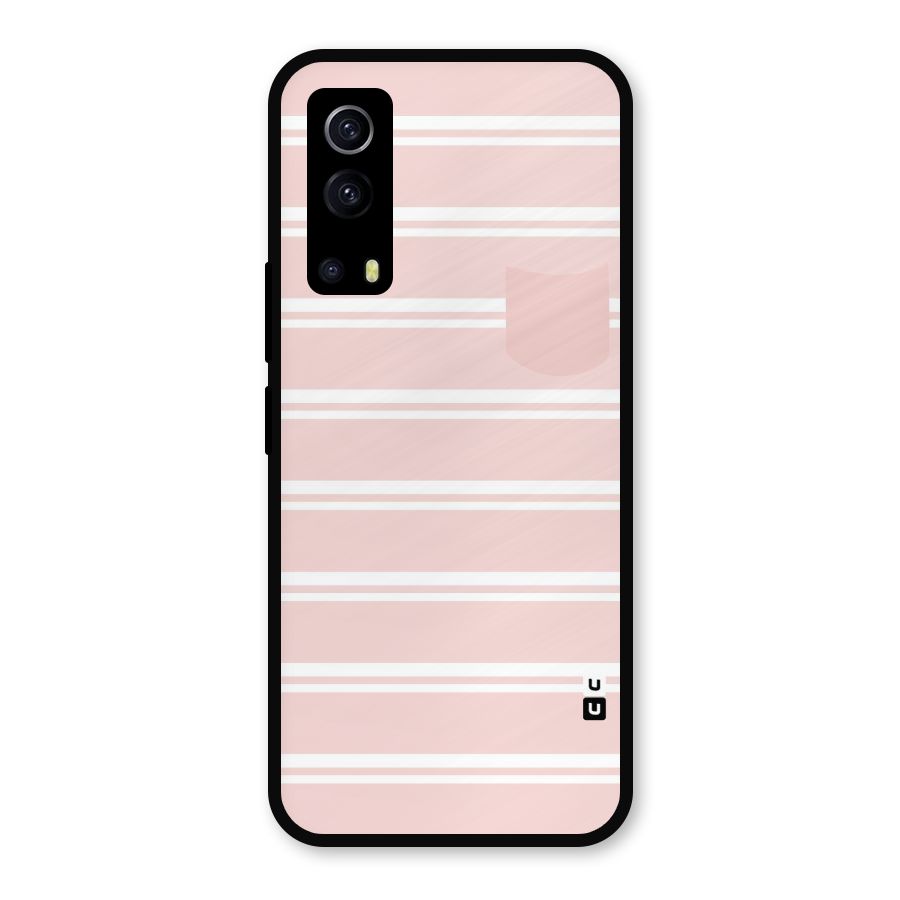 Cute Pocket Striped Metal Back Case for iQOO Z3