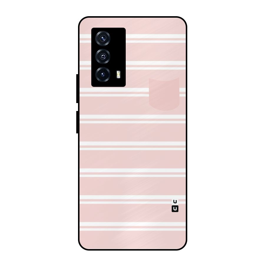 Cute Pocket Striped Metal Back Case for iQOO Z5