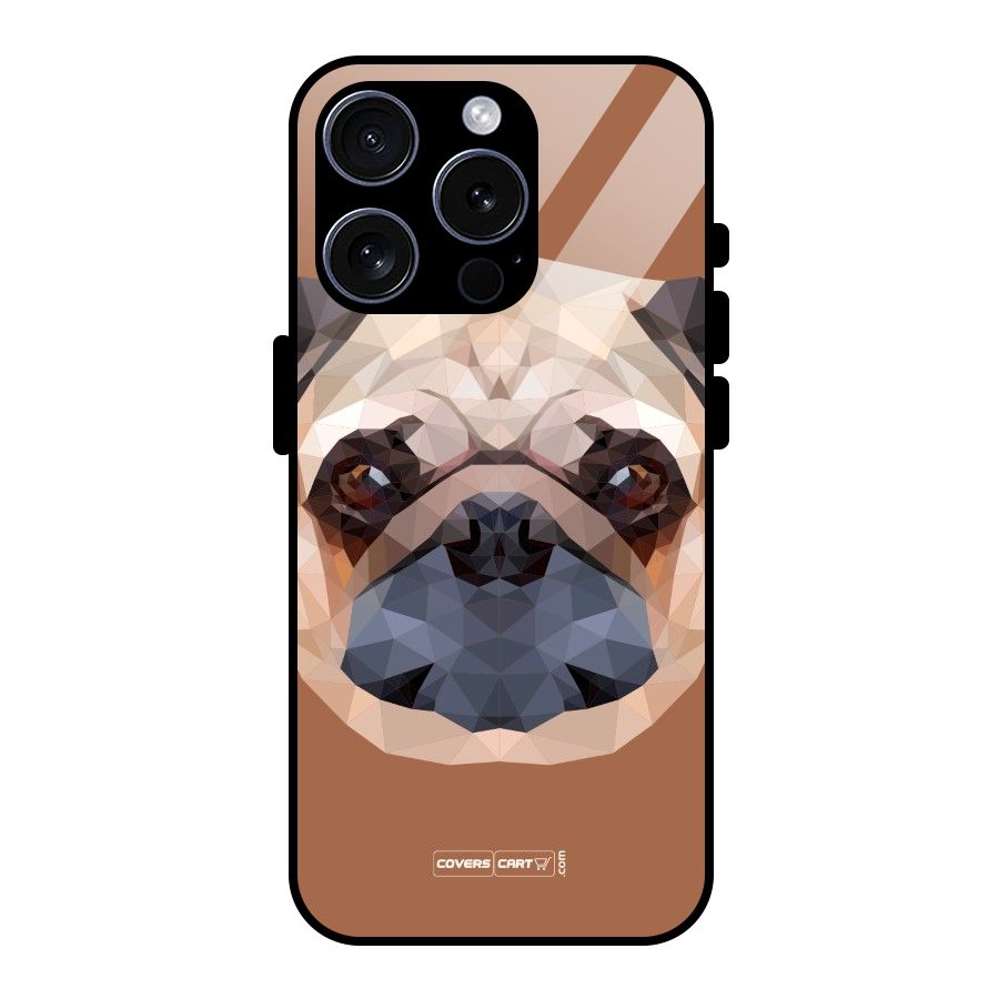 Cute Pug Glass Back Case for iPhone 15 Pro