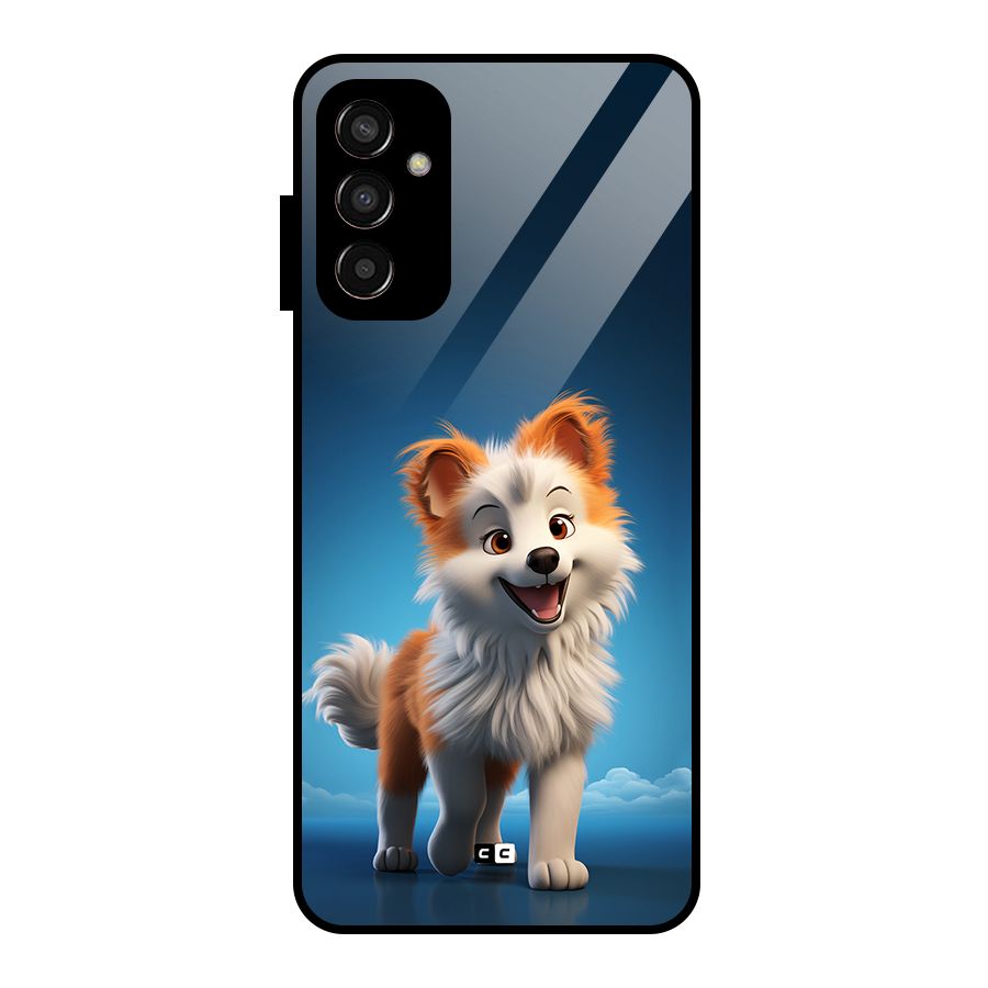 Cute Puppy Walking Glass Back Case for Galaxy F13