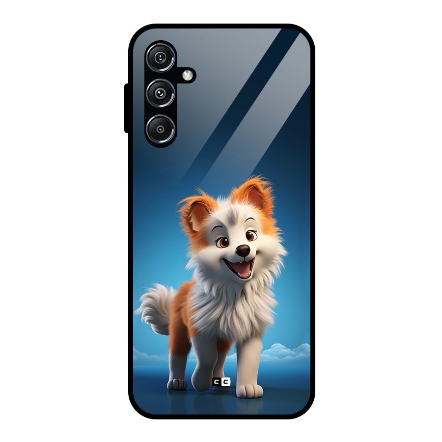 Cute Puppy Walking Glass Back Case for Galaxy M34 5G