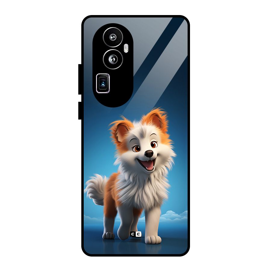 Cute Puppy Walking Glass Back Case for Oppo Reno10 Pro Plus