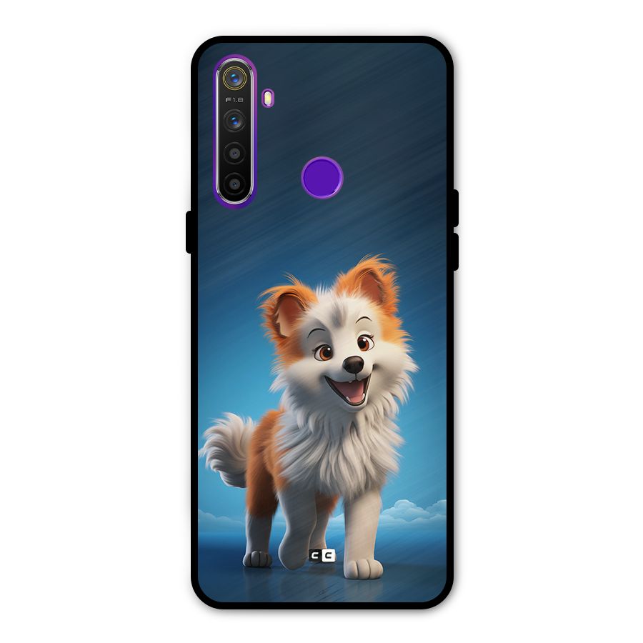 Cute Puppy Walking Glass Back Case for Realme 5s