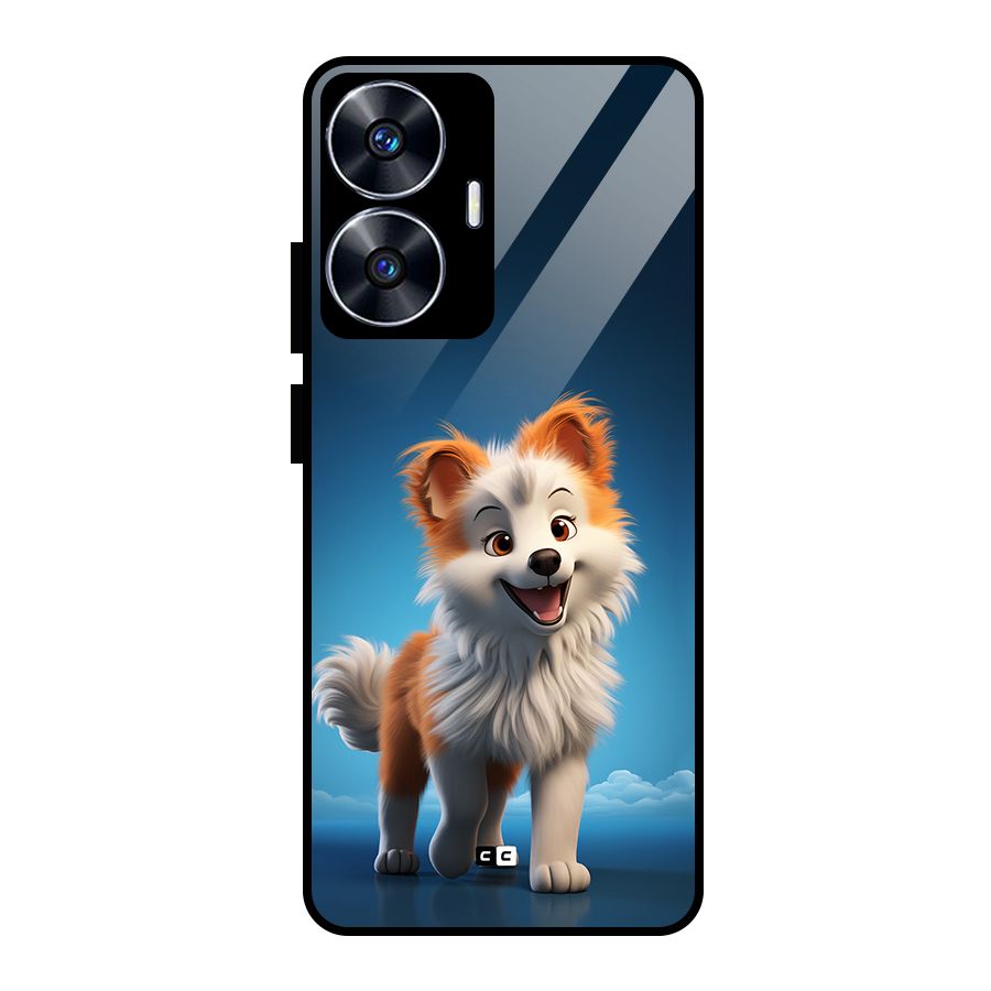 Cute Puppy Walking Glass Back Case for Realme Narzo N55