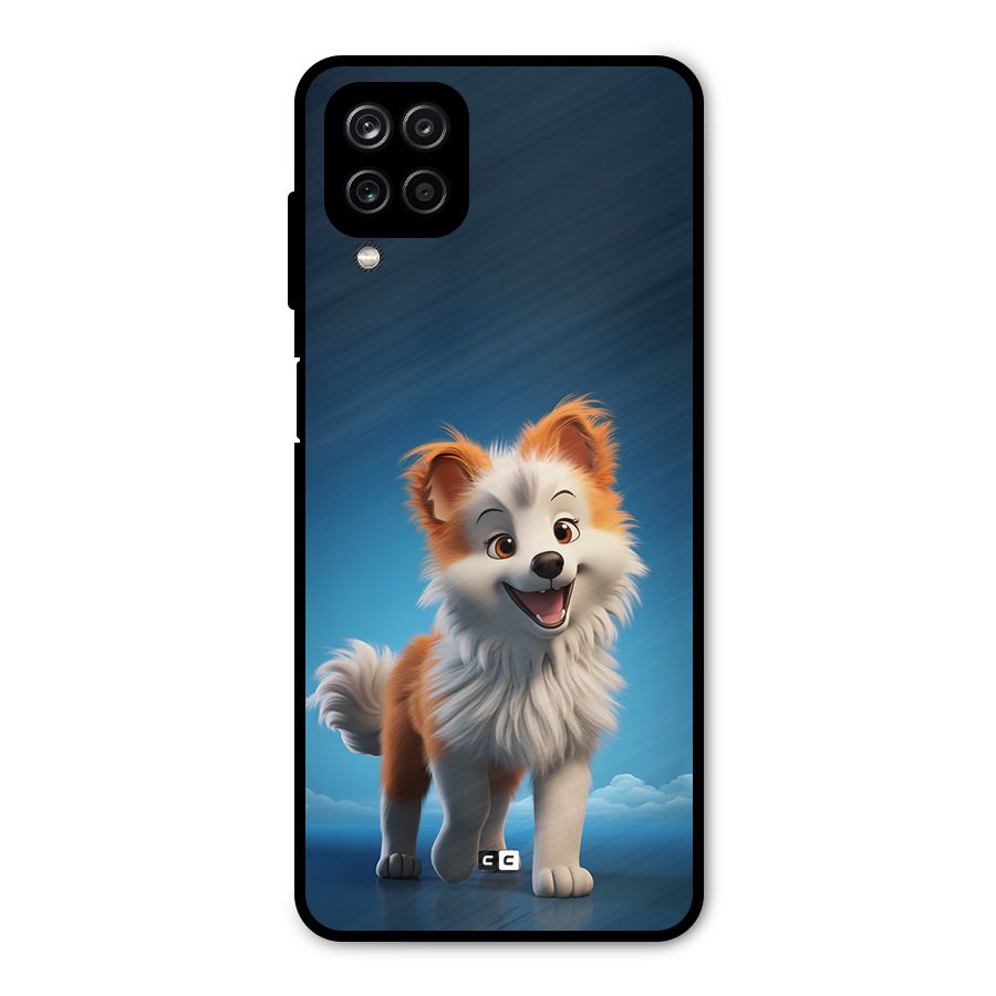 Cute Puppy Walking Metal Back Case for Galaxy A12