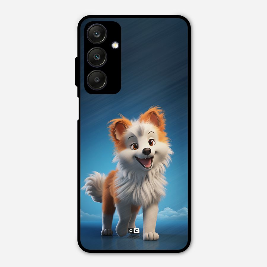 Cute Puppy Walking Metal Back Case for Galaxy A25 5G