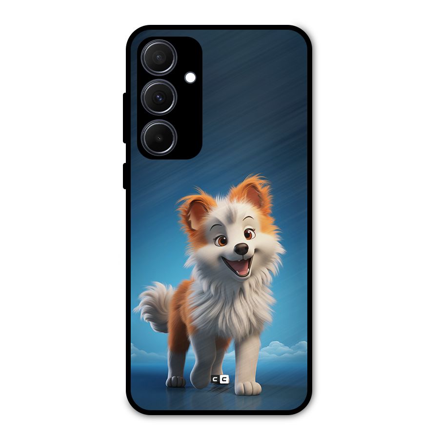 Cute Puppy Walking Metal Back Case for Galaxy A35