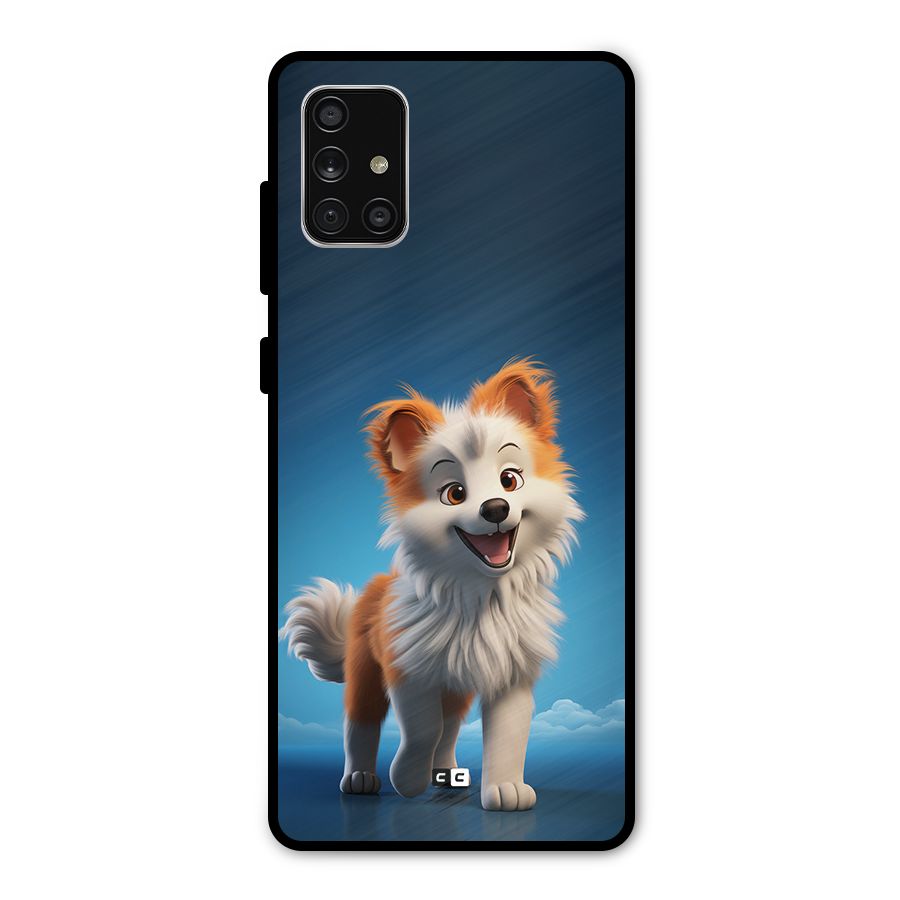 Cute Puppy Walking Metal Back Case for Galaxy A71