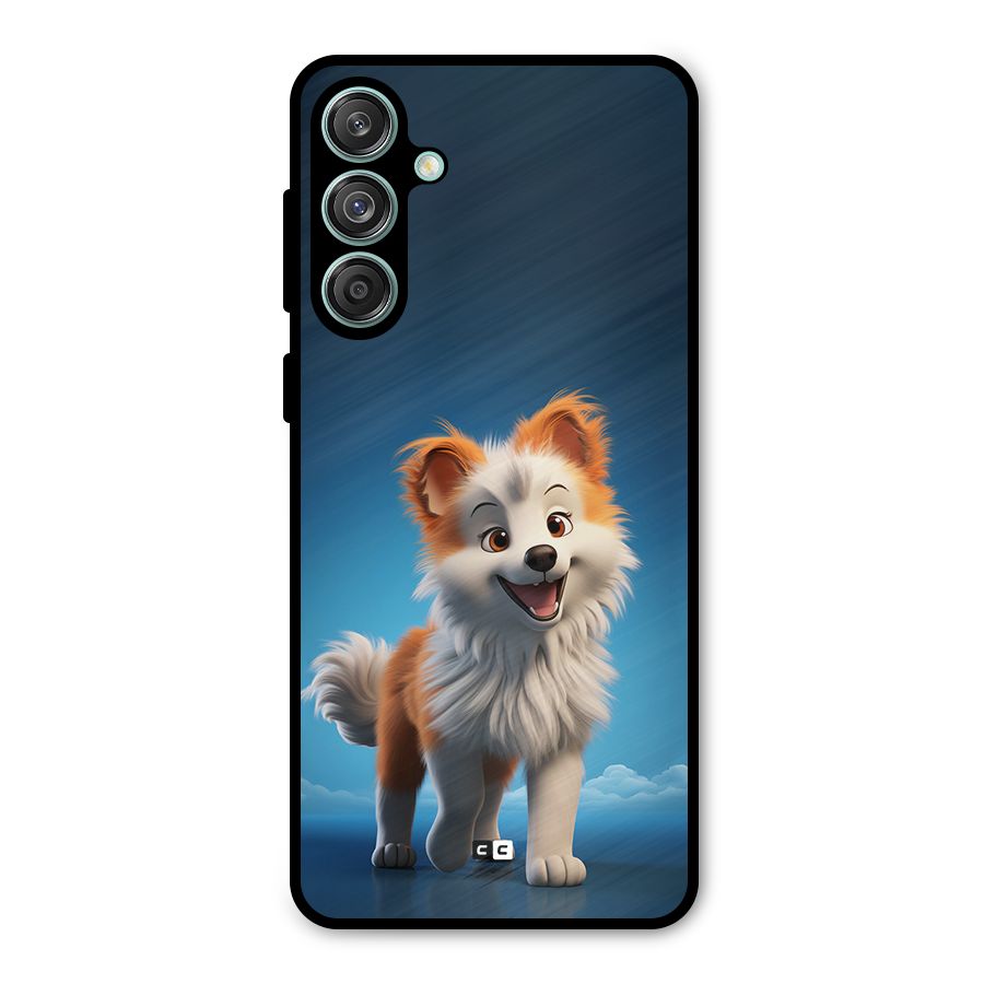 Cute Puppy Walking Metal Back Case for Galaxy M55 5G