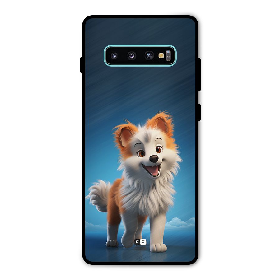 Cute Puppy Walking Metal Back Case for Galaxy S10 Plus