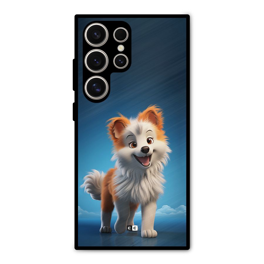 Cute Puppy Walking Metal Back Case for Galaxy S24 Ultra