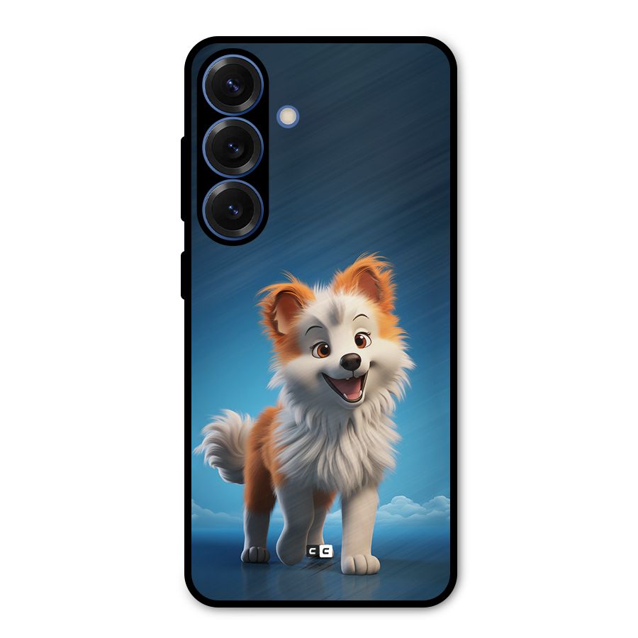 Cute Puppy Walking Metal Back Case for Galaxy S25