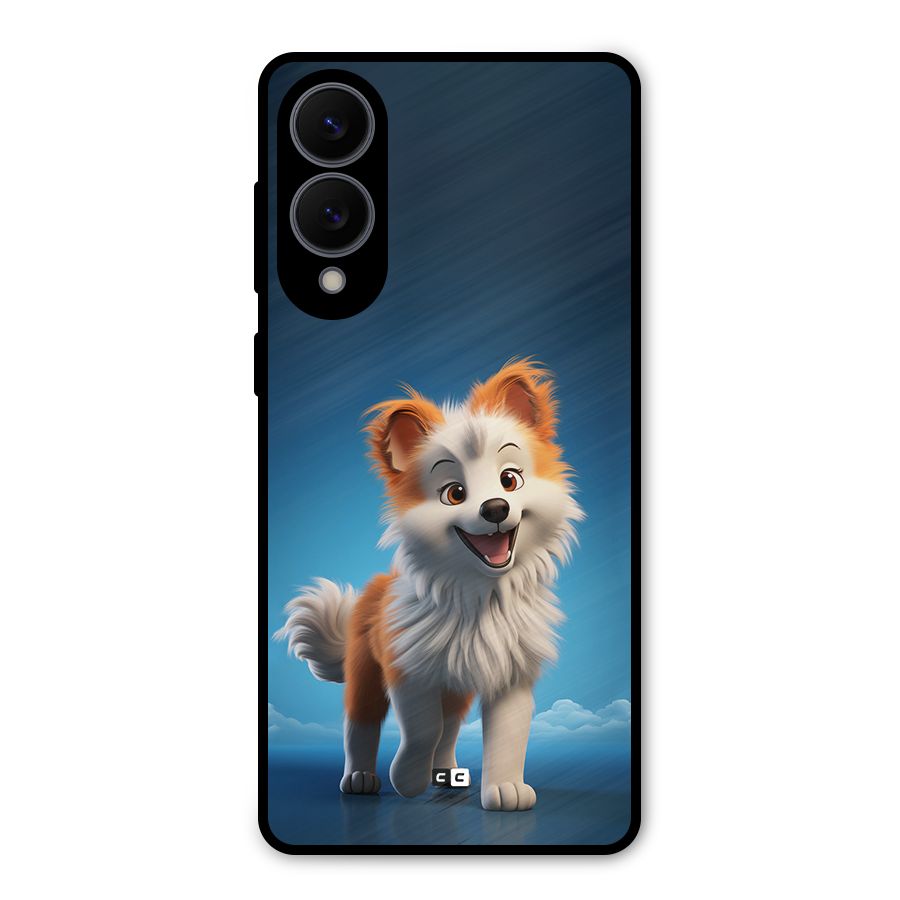Cute Puppy Walking Metal Back Case for Galaxy S25 Edge