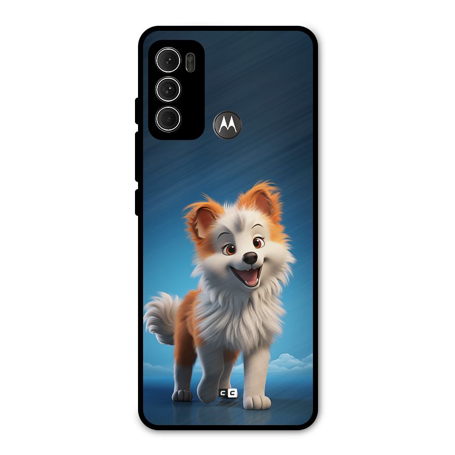 Cute Puppy Walking Metal Back Case for Moto G60