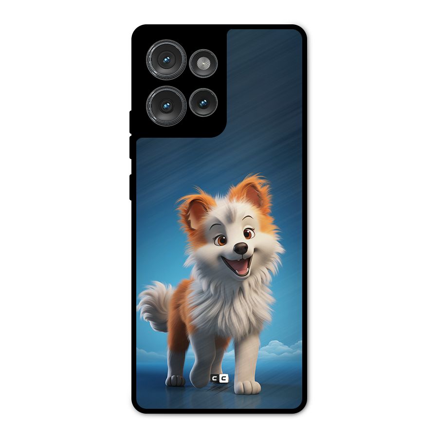 Cute Puppy Walking Metal Back Case for Motorola Edge 50