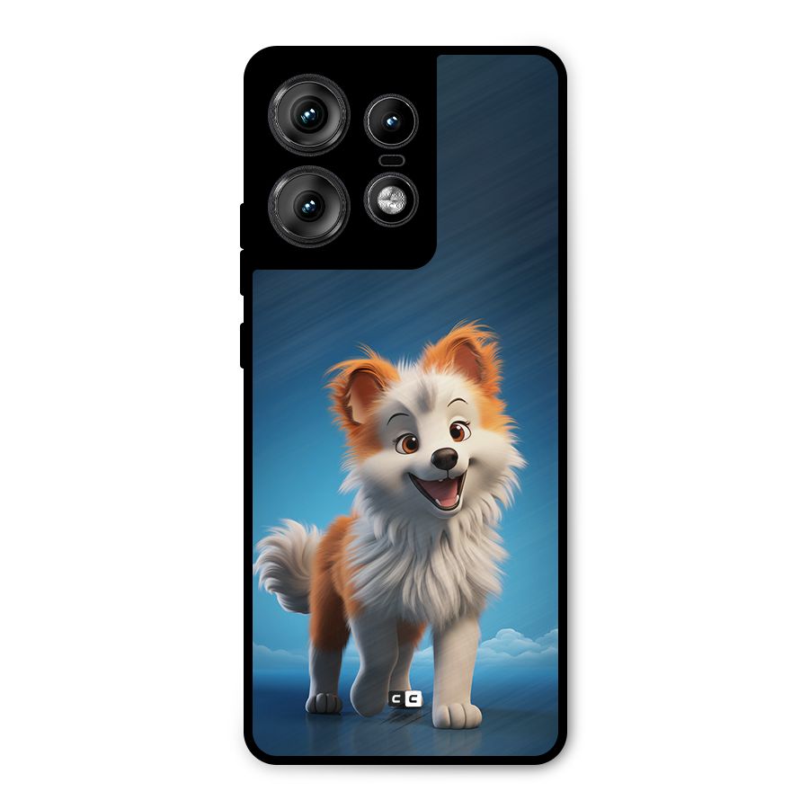 Cute Puppy Walking Metal Back Case for Motorola Edge 50 Pro