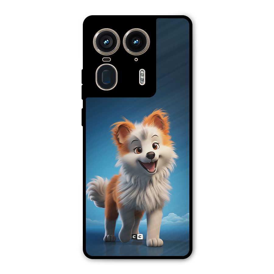 Cute Puppy Walking Metal Back Case for Motorola Edge 50 Ultra