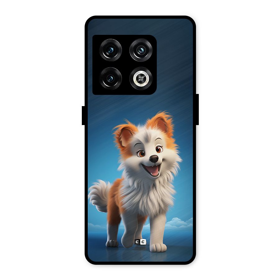 Cute Puppy Walking Metal Back Case for OnePlus 10 Pro 5G