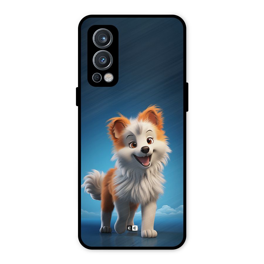 Cute Puppy Walking Metal Back Case for OnePlus Nord 2 5G