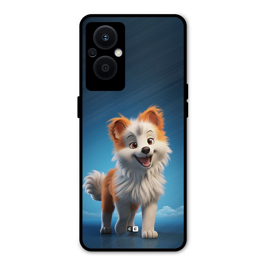 Cute Puppy Walking Metal Back Case for Oppo F21 Pro 5G