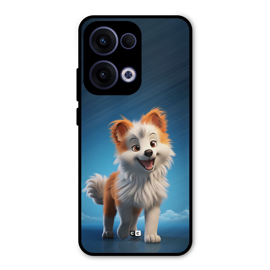 Cute Puppy Walking Metal Back Case for Oppo Reno13