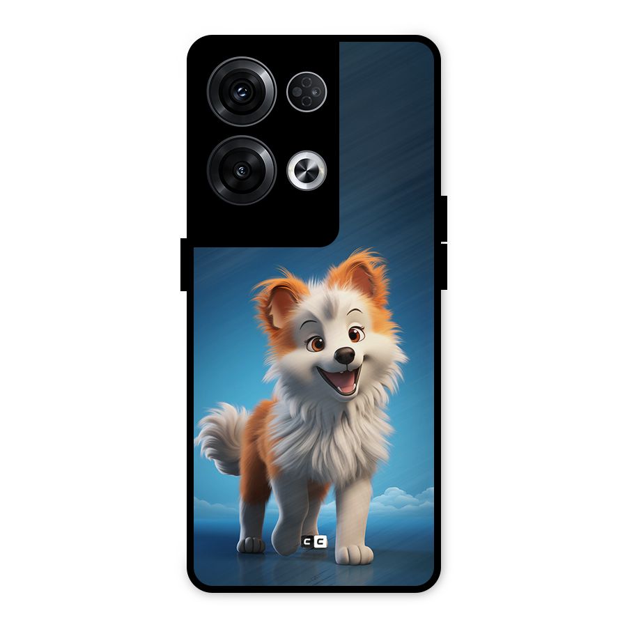 Cute Puppy Walking Metal Back Case for Oppo Reno8 Pro 5G