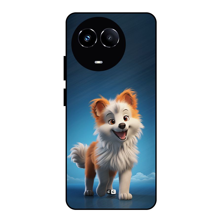 Cute Puppy Walking Metal Back Case for Realme 11X