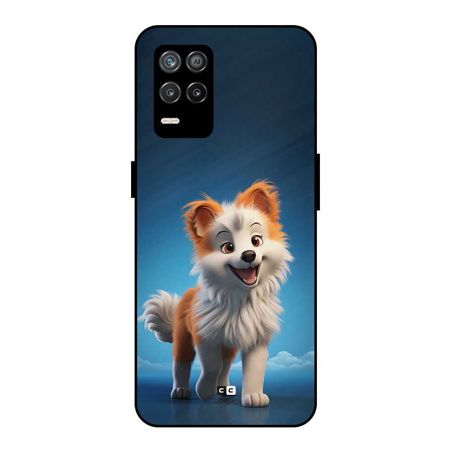 Cute Puppy Walking Metal Back Case for Realme 8s 5G