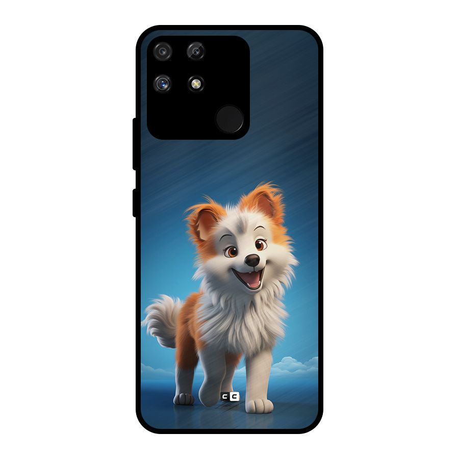 Cute Puppy Walking Metal Back Case for Realme Narzo 50A