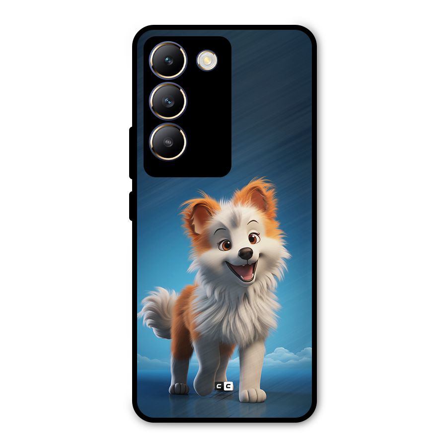 Cute Puppy Walking Metal Back Case for Vivo T3 5G