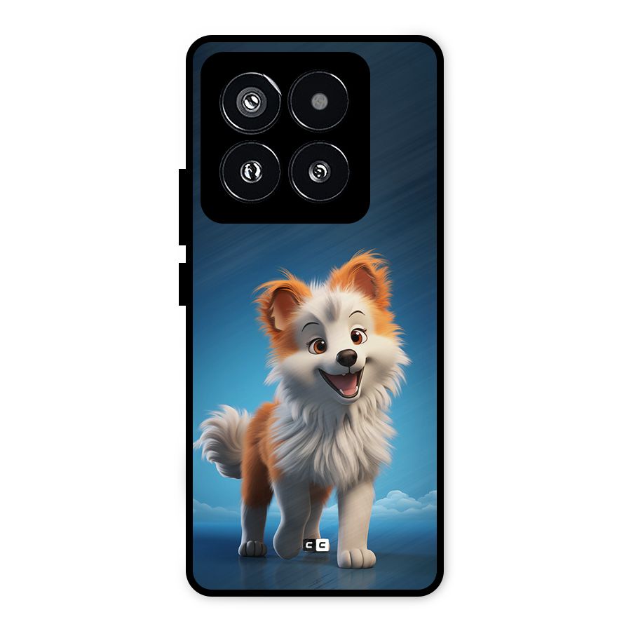 Cute Puppy Walking Metal Back Case for Xiaomi 14 Pro