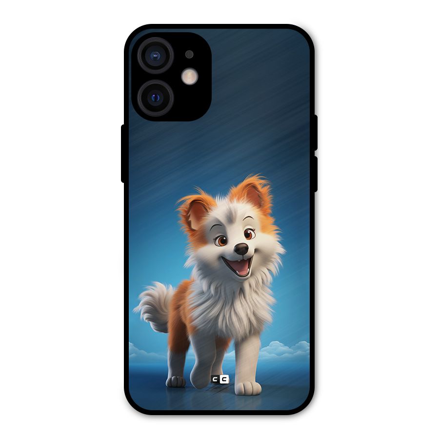 Cute Puppy Walking Metal Back Case for iPhone 12 Mini