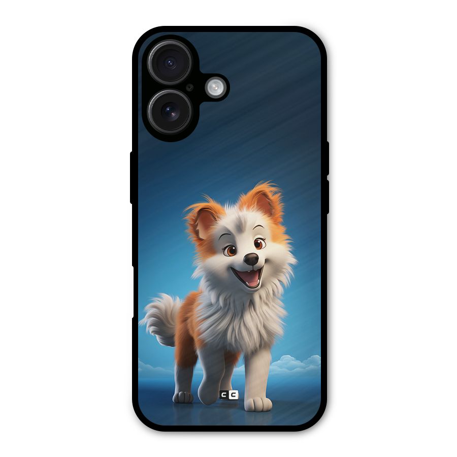 Cute Puppy Walking Metal Back Case for iPhone 16