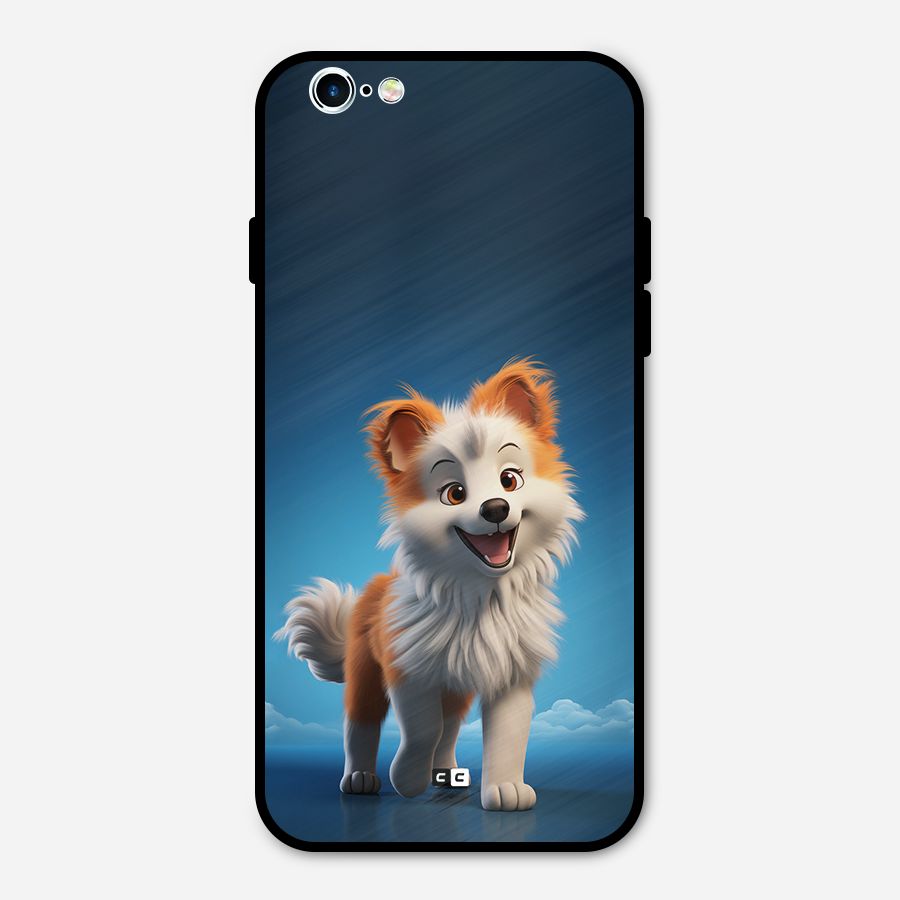 Cute Puppy Walking Metal Back Case for iPhone 6 6s