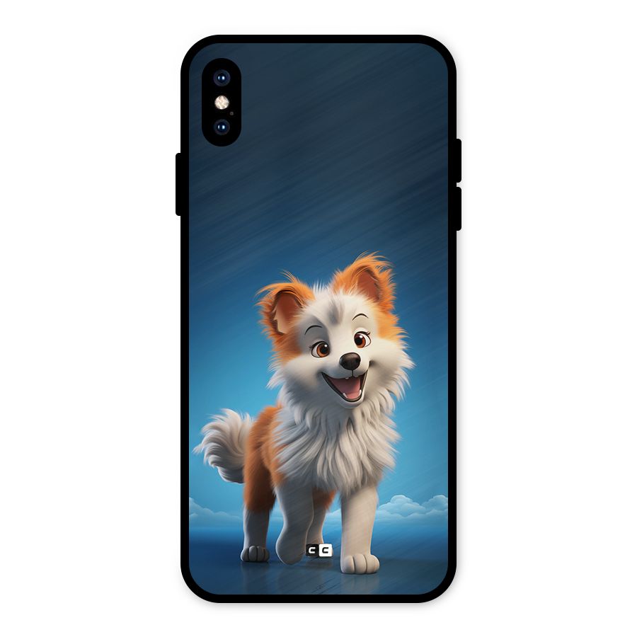 Cute Puppy Walking Metal Back Case for iPhone XS Max