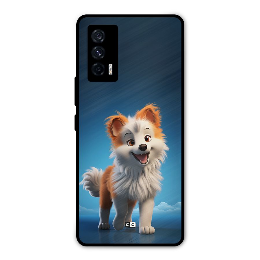 Cute Puppy Walking Metal Back Case for iQOO 7 5G