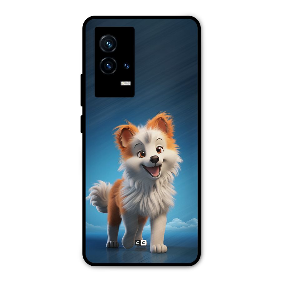 Cute Puppy Walking Metal Back Case for iQOO 9 5G