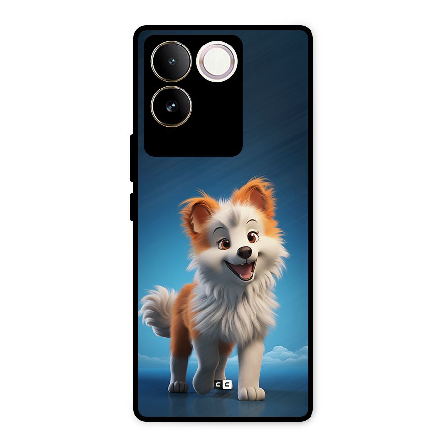 Cute Puppy Walking Metal Back Case for iQOO Z7 Pro