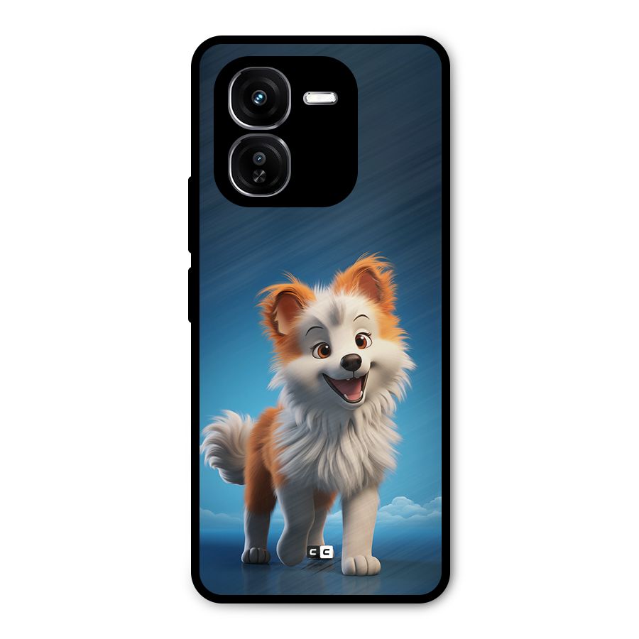 Cute Puppy Walking Metal Back Case for iQOO Z9x